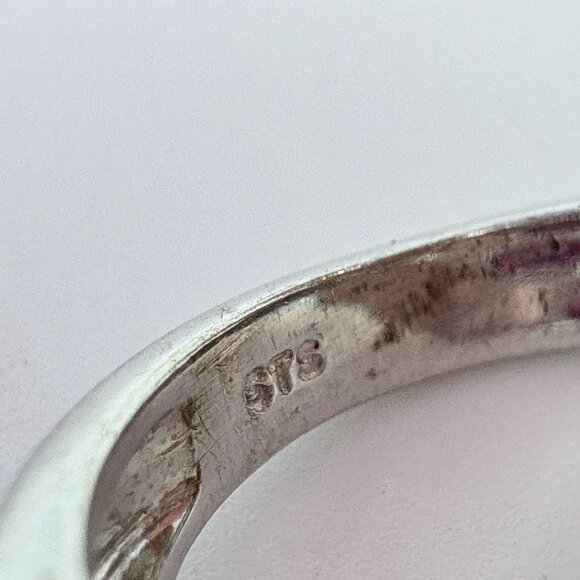 VTG Sterling Silver 925 Garnet Five Stone Prong Set Statement Ring Size 7 - Picture 8 of 11